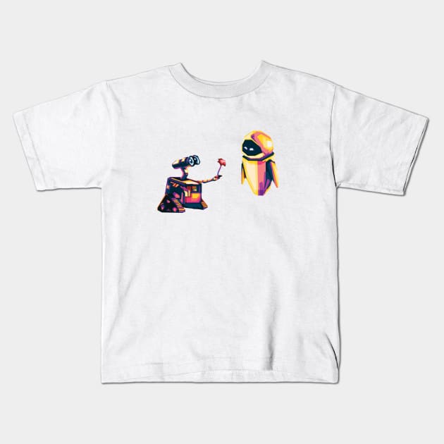 wall e romantic Kids T-Shirt by Shuriken